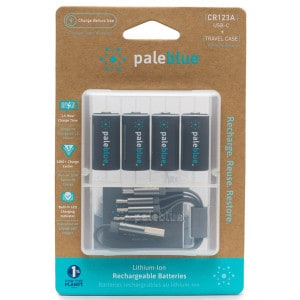 Paleblue Lithium Ion Rechargeable CR123 Batteries- 4 Pk